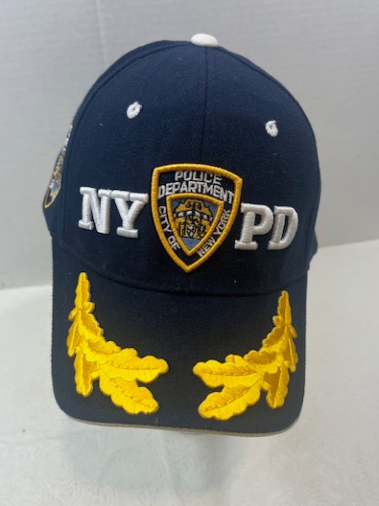 Authentic Navy Blue Nypd Baseball Adj Cap Hat Crest Leaves